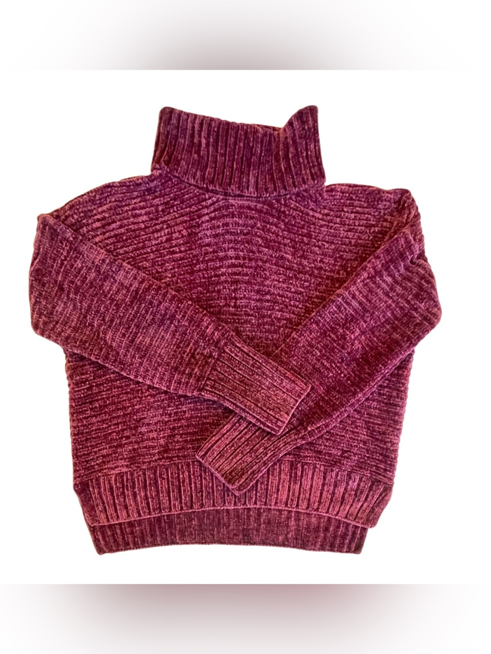 Pink Rose Chenille Turtleneck Sweater in Wine